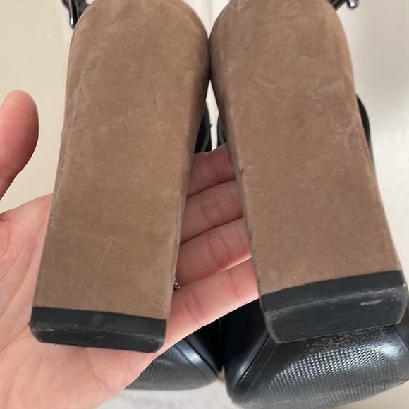 Schutz black ankle boots peep toe block suede heels EU38 US 7 - Picture 5 of 6